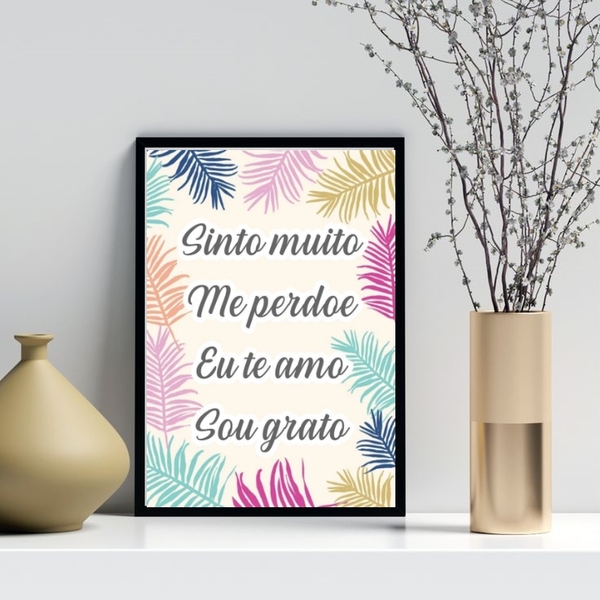 Quadro Decorativo Ho' Oponopono Mágico- Folhas 33x24cm Moldur