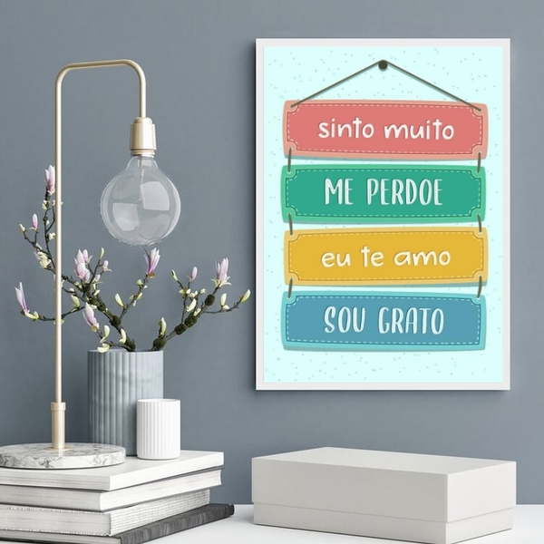 Quadro Decorativo Ho' Oponopono Mágico- Placas 33x24cm Moldur