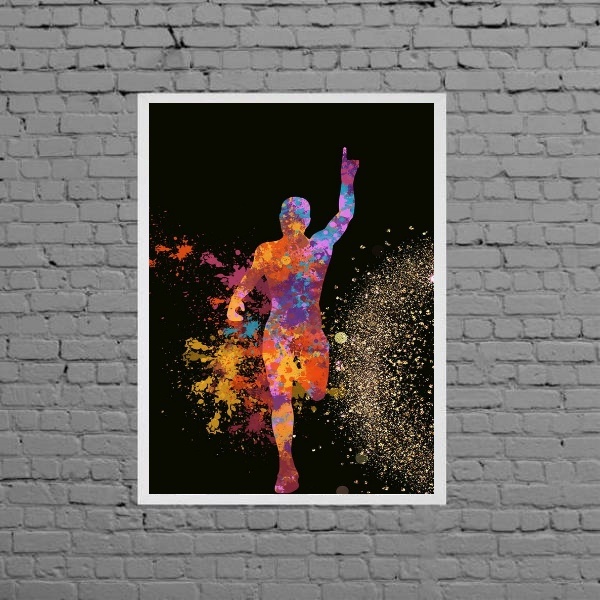 Quadro Decorativo Homem Corrida 24x18cm - Com Vidro Moldura:m