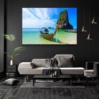 Quadro Decorativo Horizontal Barco Na Praia Sem Moldura E Sem