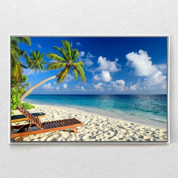 Quadro Decorativo Horizontal Coconut Beach Com Moldura E Sem