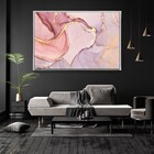 Quadro Decorativo Horizontal Moderno Abstrato Rosa Com Moldur