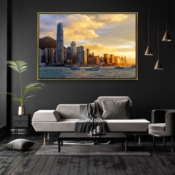 Quadro Decorativo Horizontal Moderno Abu Dhabi Com Moldura E