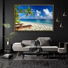 Quadro Decorativo Horizontal Moderno Coconut Beach Com Moldur