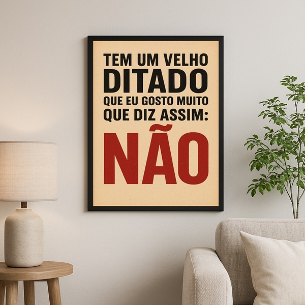 Quadro Decorativo Humor - Dizer Não 24x18cm - Com Vidro Moldu