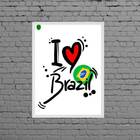 Quadro Decorativo I Love Brazil 24x18cm - Com Vidro Moldura:m