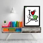 Quadro Decorativo I Love Brazil 33x24cm Moldura:madeira Preta