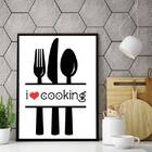 Quadro Decorativo I Love Cooking 24x18cm - Com Vidro Moldura: