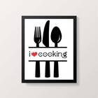 Quadro Decorativo I Love Cooking 24x18cm - Com Vidro Moldura: