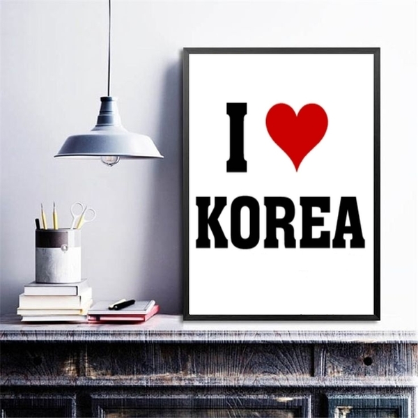 Quadro Decorativo I Love Korea 45x34cm Moldura:madeira Branca