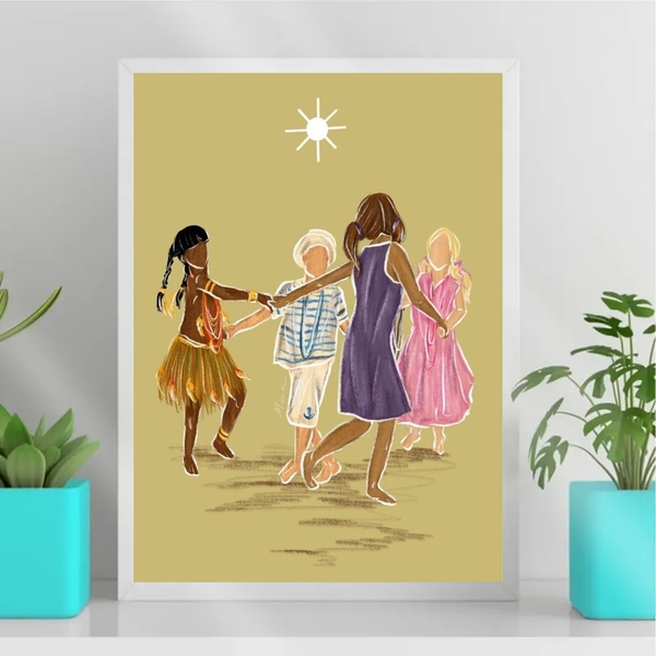 Quadro Decorativo Ibejis 24x18cm - Com Vidro Moldura:madeira