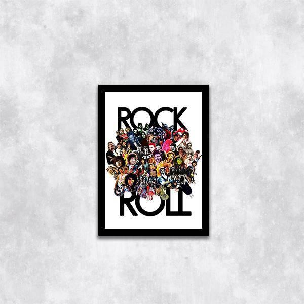 Quadro Decorativo Ícones Do Rock 24x18cm Moldura:madeira Bran