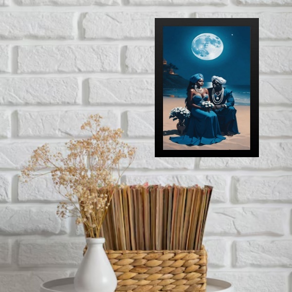 Quadro Decorativo Iemanjá E Ogum 45x34cm Moldura Branca