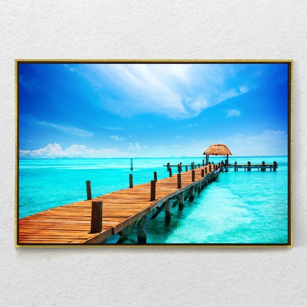 Quadro Decorativo Ilhas Das Mulheres Horizontal Com Moldura E