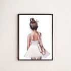 Quadro Decorativo Ilustração Bailarina De Costas 45x34cm A3 (