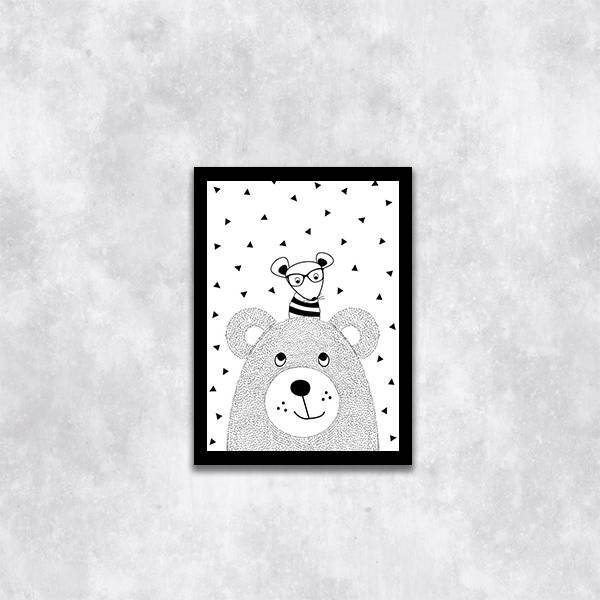 Quadro Decorativo Ilustração Infantil Bichinhos Escandinavos