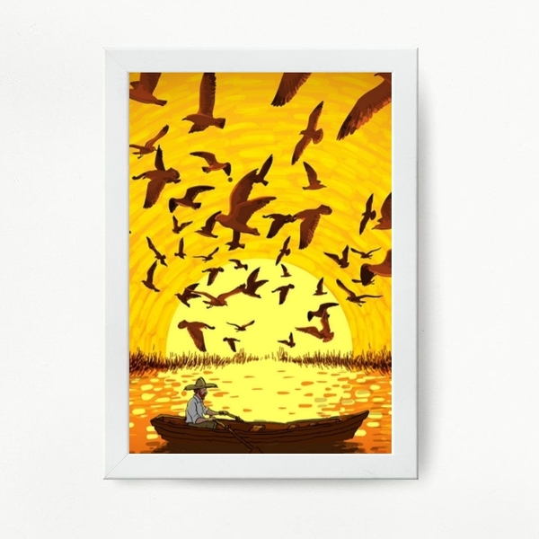 Quadro Decorativo Ilustração Van gogh 33x24cm Moldura:madeira