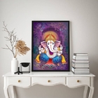 Quadro Decorativo Indiano Ganesha 33x24cm Moldura:madeira Pre
