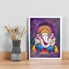 Quadro Decorativo Indiano Ganesha 33x24cm Moldura:madeira Pre