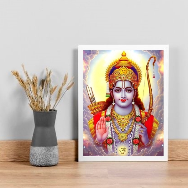 Quadro Decorativo Indiano Jay Shree ram 24x18cm - Com Vidro M