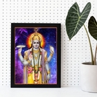 Quadro Decorativo Indiano Vishnu 33x24cm - Com Vidro Moldura: