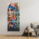 Quadro Decorativo Indigina India Com Cocar De Penas Para Sala