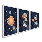 Quadro Decorativo Infantil Aventura Espacial Com 3 Telas 60x9