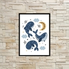 Quadro Decorativo Infantil Baleinhas 33x24cm Moldura:madeira