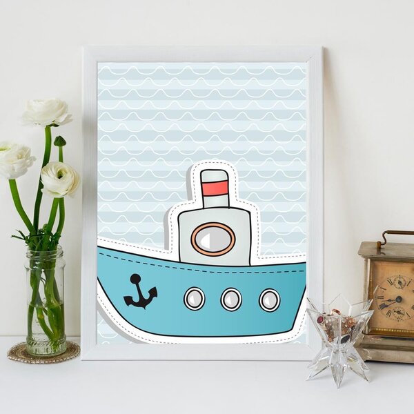 Quadro Decorativo Infantil Barco