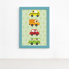 Quadro Decorativo Infantil Carrinhos 22x32 Moldura Azul