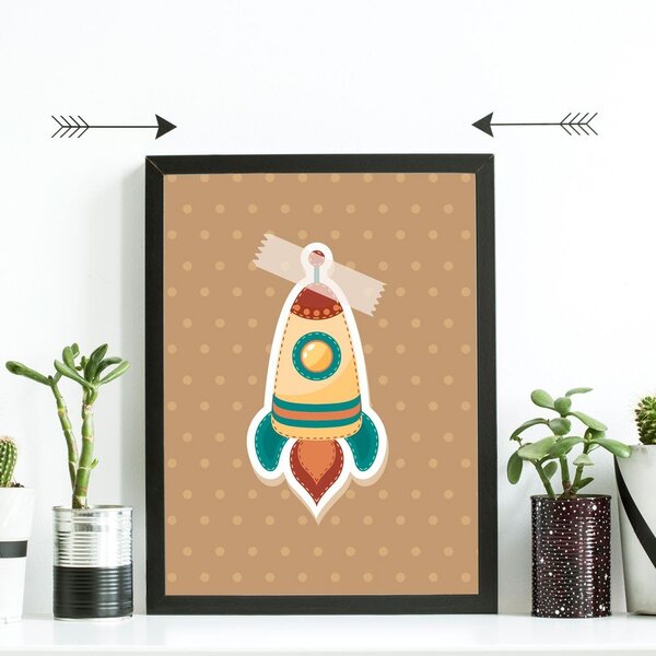 Quadro Decorativo Infantil Colagem Foguete