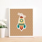 Quadro Decorativo Infantil Colagem Foguete