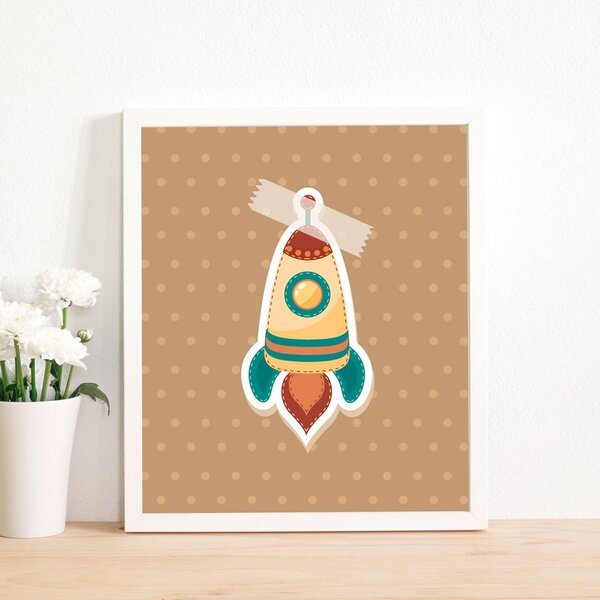 Quadro Decorativo Infantil Colagem Foguete