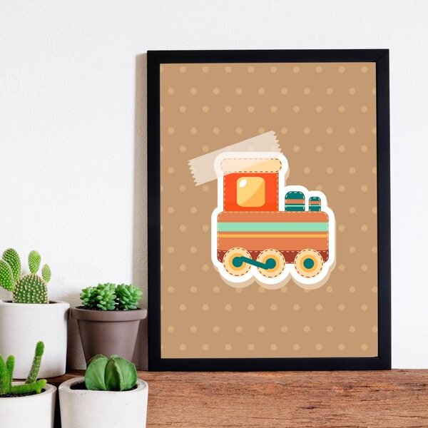 Quadro Decorativo Infantil Colagem Trem