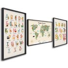 Quadro Decorativo Infantil Conjunto Didático Alfabeto E Mapa