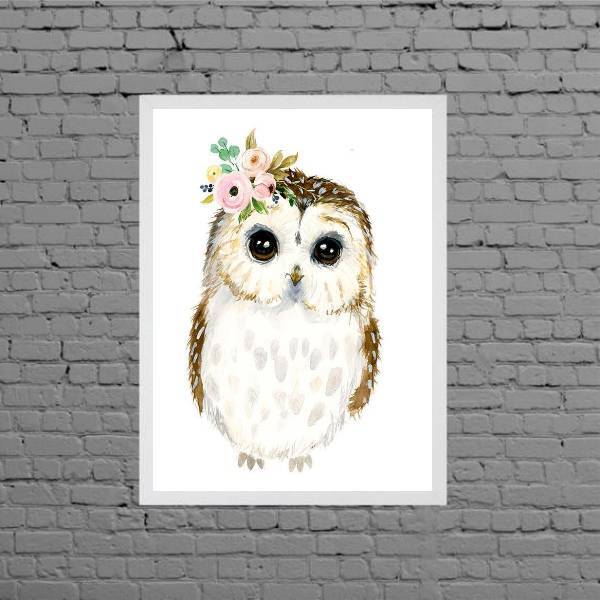 Quadro Decorativo Infantil Corujinha 45x34cm Moldura:madeira