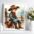 Quadro Decorativo Infantil Country Cowboy 33x24cm - Com Vidro