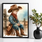 Quadro Decorativo Infantil Country Cowboy 45x34cm - Com Vidro