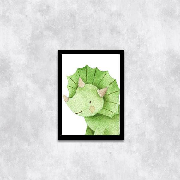 Quadro Decorativo Infantil Dinossauro Baby Verde 45x34cm - Co