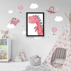 Quadro Decorativo Infantil Dinossauro Rosa 45x34cm A3 (45 X 3