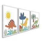 Quadro Decorativo Infantil Dinossauros Com 3 Telas De Parede