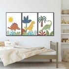 Quadro Decorativo Infantil Dinossauros Com 3 Telas De Parede