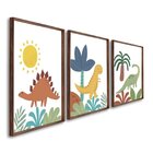 Quadro Decorativo Infantil Dinossauros Com 3 Telas De Parede
