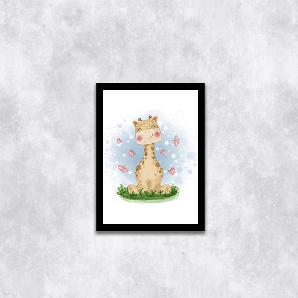 Quadro Decorativo Infantil Estilo Aquarela Girafinha 45x34cm