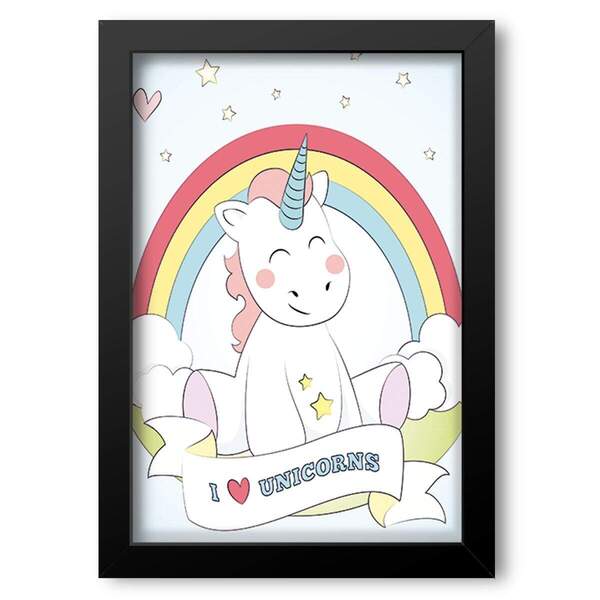 Quadro Decorativo Infantil Eu Amo Unicórnios  30x45cm