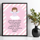 Quadro Decorativo Infantil Santo Anjo - Listras Rosas 33x24cm