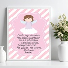 Quadro Decorativo Infantil Santo Anjo - Listras Rosas 33x24cm
