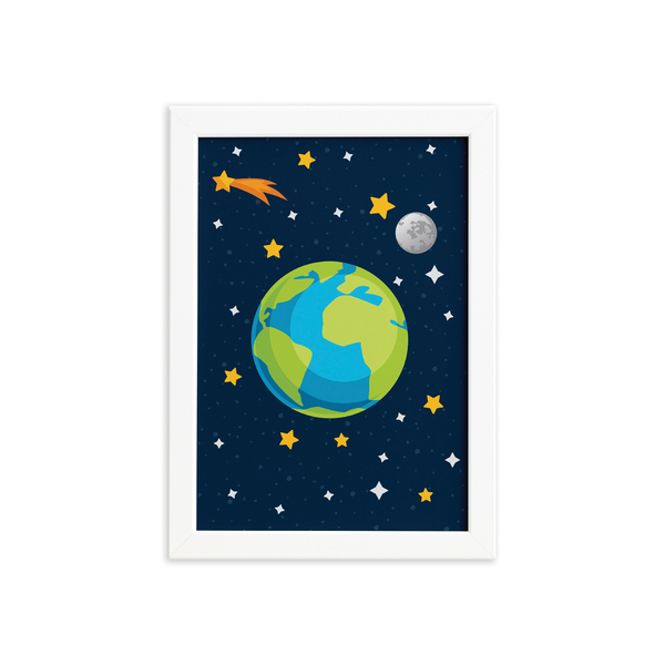 Quadro Decorativo Infantil Sistema Solar Terra 22x32cm Moldur