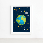 Quadro Decorativo Infantil Sistema Solar Terra 22x32cm Moldur