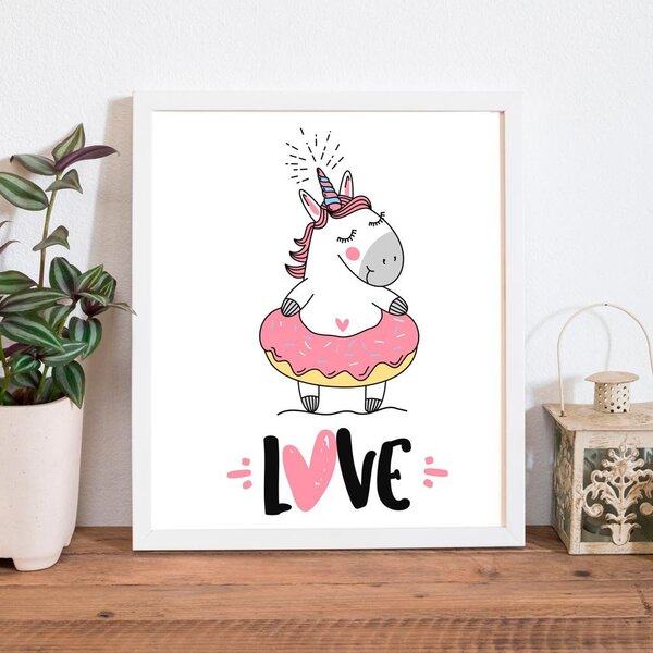 Quadro Decorativo Infantil Unicorn Love